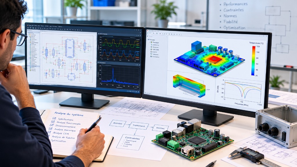 Ingénieur analysant un système électronique